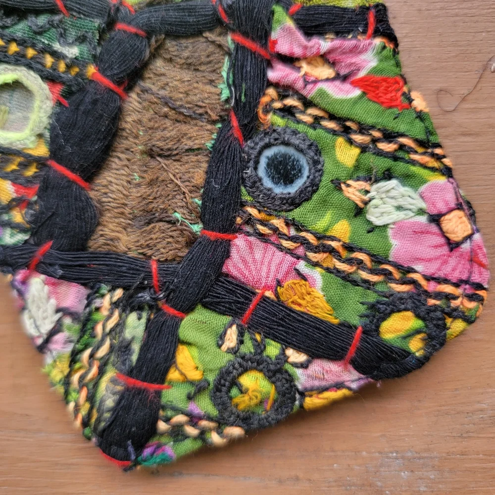 🍄🪬 Free People Boho Embroidered Repurposed vtg banjara hippie Wallet card case